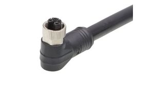 Cordset, Grey, Angled, 16A, 14AWG, 5m, M12 Socket - Pigtail, Conductors - 4