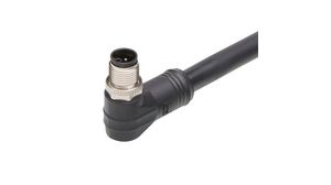 Cordset, Black, Angled, 16A, 14AWG, 15m, M12 Plug - Pigtail, Conductors - 4