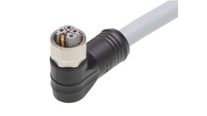 Cordset, Grey, Angled, 16A, 16AWG, 15m, M12 Socket - Pigtail, Conductors - 5