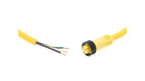 Mini-Change A-Size Single-Ended Cordset 3 Poles Female (Straight) to Pigtail 16 AWG Yellow PVC Cable 0.91m (3.0') Length
