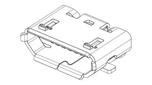 Kontaktdon USB, Uttag, Micro USB-B 2.0, Vinkelrät, Positioner - 5