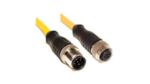Cordset, M12 Plug - M12 Socket, 5 Conductors, Straight, 10m, Yellow