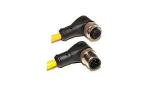 Cordset, M12 Plug - M12 Socket, 5 Conductors, Angled, 5m, Yellow