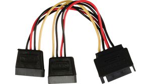 Internal Power Cable SATA 15-Pin Plug - 2x SATA 15-Pin Female 150mm Multicolour