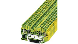Feed-through terminal block, Spring Clamp, 4 Poles, , 0.08 ... 1.5mm², Green / Yellow
