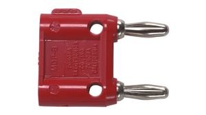 Double Banana Plug, Red, Nickel-Plated, 70V, 15A