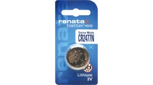 Button Cell Battery, Lithium, CR2477N, 3V, 950mAh