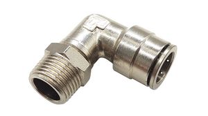 L-Fitting, Brass, R3/8", Male Thread - Ø8 mm, Push-In Connector