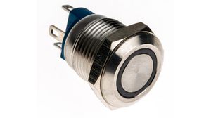 Illuminated Pushbutton Switch Momentary Function 1NO 36 VDC LED Blue Ring