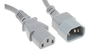 IEC Device Cable IEC 60320 C13 - IEC 60320 C14 1m Grey