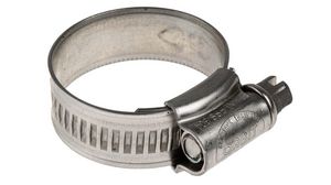 Collier de serrage pour tuyau, Acier inoxydable, Gris, 30mm, Vis