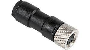 Circular Connector, M8, Socket, Straight, Poles - 4, Screw, Cable Mount