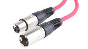 Audio Cable, Microphone, XLR 3-Pin Socket - XLR 3-Pin Plug, 1m
