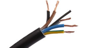 Mains Cable 5x 0.75mm² Copper Unshielded 500V 100m Black