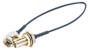 Konfekcionált RF-kábel, SMA Hüvely Egyenes - SMA Tüske Egyenes, 150mm, Fekete