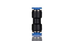 Fitting, Compressed Air, Polyoxymethylene (POM), 34.5mm, Ø6 mm, Push-In Connector, Pack of 10 pieces