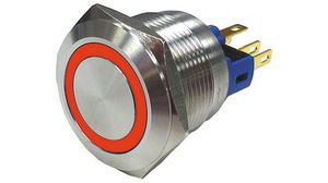 Illuminated Pushbutton Switch Latching Function 1CO 250 VAC LED Red