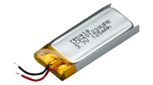 ICP Oppladbar batteripakke, Li-Po, 3.7V, 130mAh, Ledning