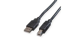 Cable, USB-A Plug - USB-B Plug, 800mm, USB 2.0, Black