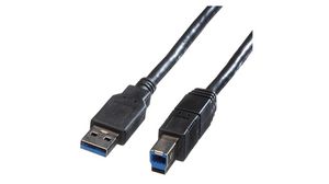 Cable, USB-A Plug - USB-B Plug, 800mm, USB 3.0, Black