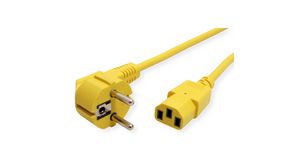 AC-strömkabel, DE/FR typ F/E (CEE 7/7)-kontakt - IEC 60320 C13, 1.8m, Gul