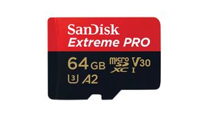Scheda di memoria industriale, microSD, 64GB, 200MB/s, 90MB/s, Nero / Rosso