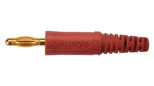 Banana Plug ø4mm, Red, 32A, Screw, Gold-Plated