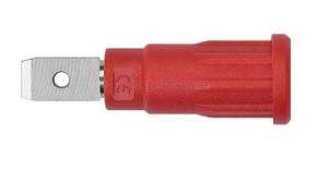 Press-in Socket, Polyamide 6.6, 2mm, Nickel-Plated, 10A, Faston Terminal, 4.8 x 0.8 mm, Red