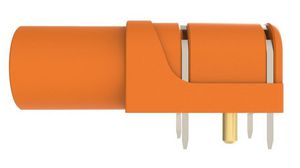 Safety Socket, Angled, Polyamide 6.6, 4mm, Tin-Plated / Gold-Plated, 1kV, 24A, Orange