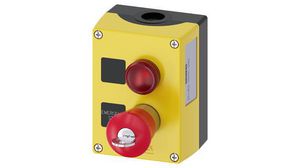 Emergency Stop Switch Assembly with Indicator, 1NC + 1NO, Red / Yellow, 10 A, 24 V, Screw Terminal
