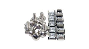 Screws and Cage Nuts, Pack of 100 Pieces, M6, 12mm, Nickel-Plated Steel