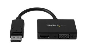 Multi-Port Adapter, DisplayPort Plug - HDMI Socket / VGA Socket, Black