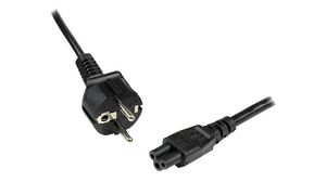 IEC Device Cable DE/FR Type F/E (CEE 7/7) Plug - IEC 60320 C5 2m Black