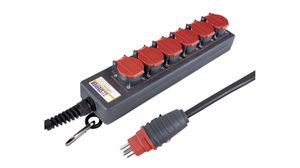 Stopcontact PROFESSIONAL 6x CH Type J (T25) Socket - CH Type J (T25) stekker Zwart/rood 5m