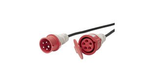 Skjøteledning med lokk IP44 Gummi CEE Plug - CEE-kontakt 10m Svart/rød