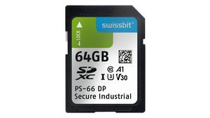 Industrial Memory Card, SD, 64GB, 47MB/s, 46MB/s, Black