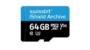 Industrial Memory Card, microSD, 64GB, 39MB/s, 37MB/s, Black / Blue