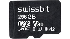 Industrial Memory Card, microSD, 256GB, 97MB/s, 60MB/s, Black