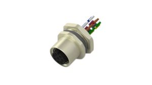 Circular Connector, M12, Socket, Straight, Poles - 8, Wire, Panel Mount