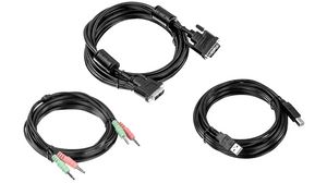 KVM kábelkészlet, DVI-I, USB, Audio, 4.57m
