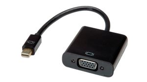 Video Adapter, Mini DisplayPort Plug - VGA Socket, 1920 x 1080, Black