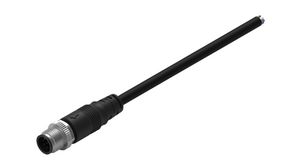 Cable Assembly, Zinc Alloy, M12 Plug - Bare End, 8 Conductors, 2m, IP67, Straight, Black