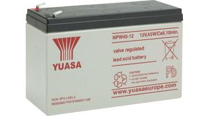 Oppladbart batteri, Blysyre, 12V, 8.5Ah, Flatstift, 6.3 mm