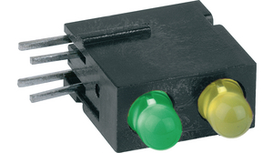 LED pour carte de circuit imprimé V 568nm, J 588nm 3 mm Vert / jaune