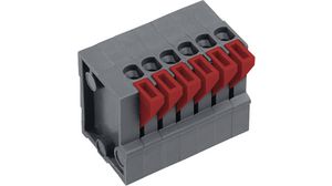 PCB terminal block, THT, 2.54mm Pitch, Straight, Spring Clamp, 4 Poles