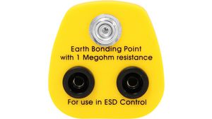 ESD Earth Bonding Plug, UK Type G (BS1363) Plug, 2x Shrouded Banana Socket / 1x 10 mm Stud