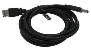 Cable, Wtyk USB A - Gniazdo USB A, 1.8m, USB 3.0, Czarny
