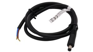 DC Connection Cable, 2.1x5.5x9.5mm Plug - Bare End, Straight, 300mm, Black