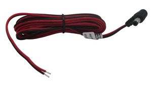 DC Connection Cable, 2.5x5.5x9.5mm Plug - Bare End, Angled, 2m, Black / Red