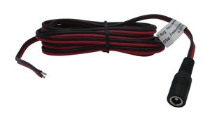 DC Connection Cable, 2.1x5.5x9.5mm Socket - Bare End, Straight, 2m, Black / Red